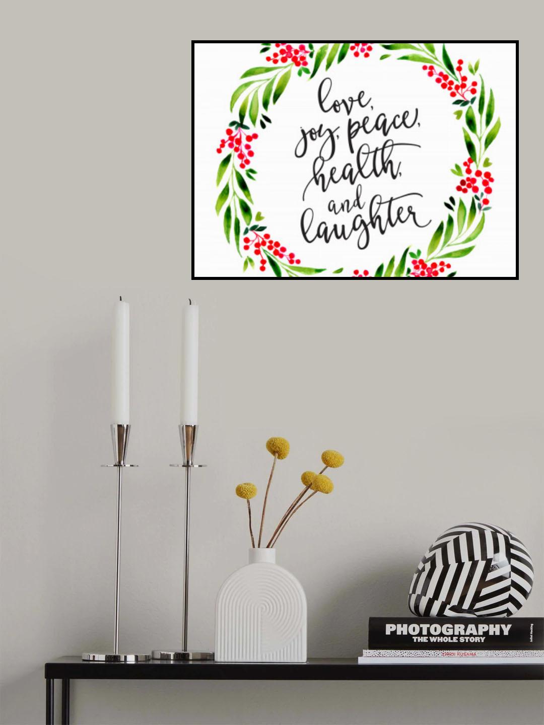 Watercolor wreath with holiday wishes Poster och Canvastavla