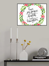 Watercolor wreath with holiday wishes Poster och Canvastavla