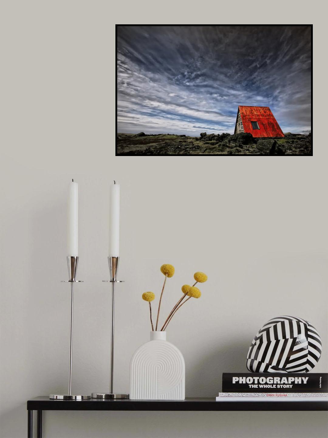 Red Roof Cabin Poster och Canvastavla