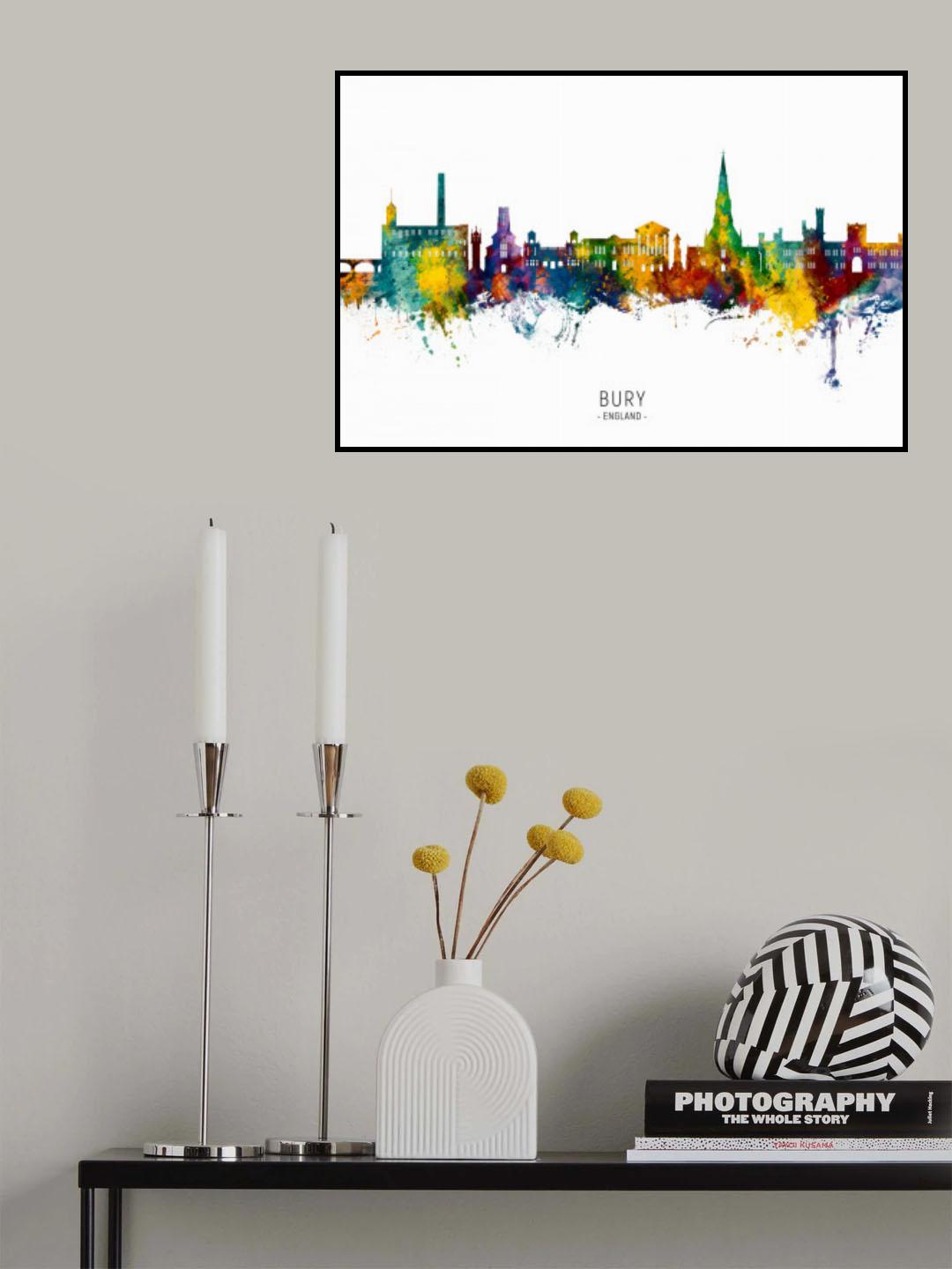 Bury England Skyline Poster och Canvastavla