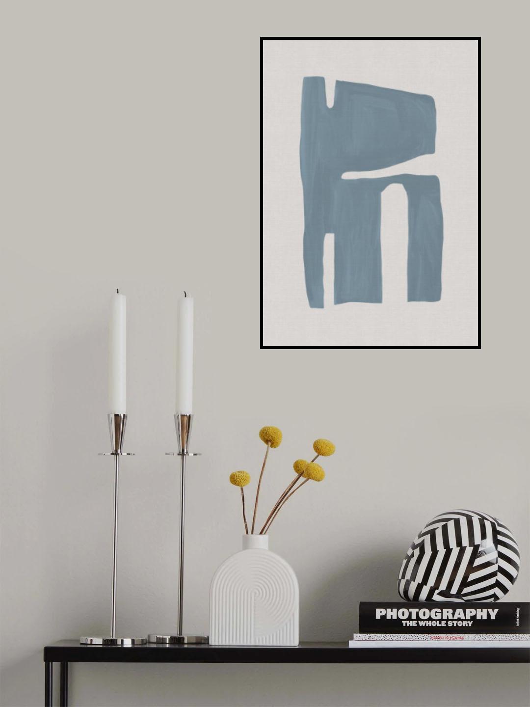 Mid Century Blue II Poster och Canvastavla