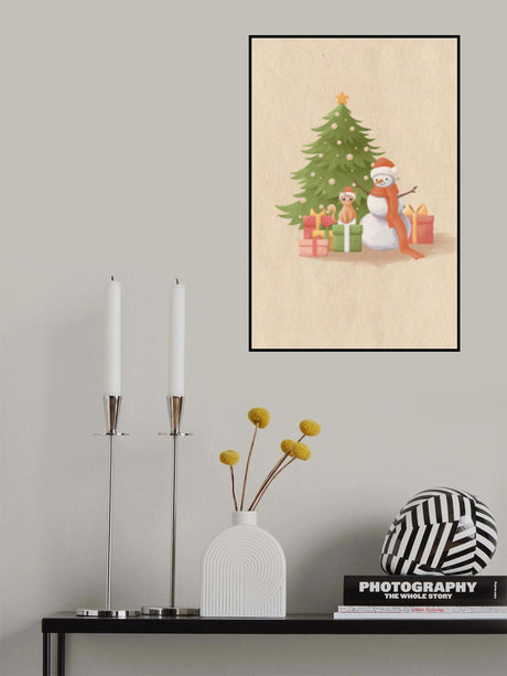 Snowman And Cat Poster och Canvastavla