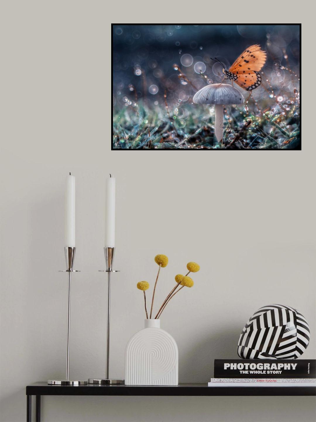 Butterfly and mushroom Poster och Canvastavla