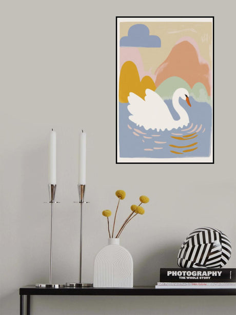 Swan In Lake Poster och Canvastavla