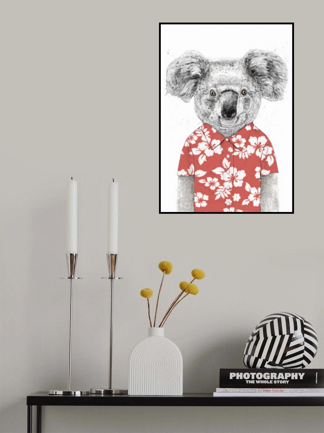 Summer koala (red) Poster och Canvastavla