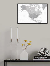 Gray map of North America with cities Poster och Canvastavla