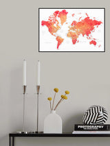 Watercolor world map with cities, Keats Poster och Canvastavla