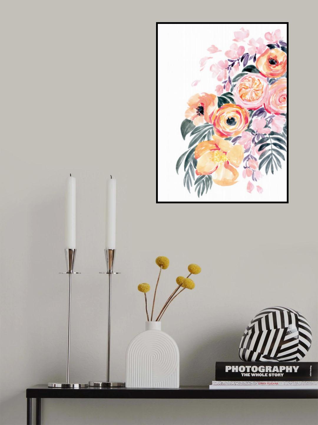 Danette bouquet in coral Poster och Canvastavla
