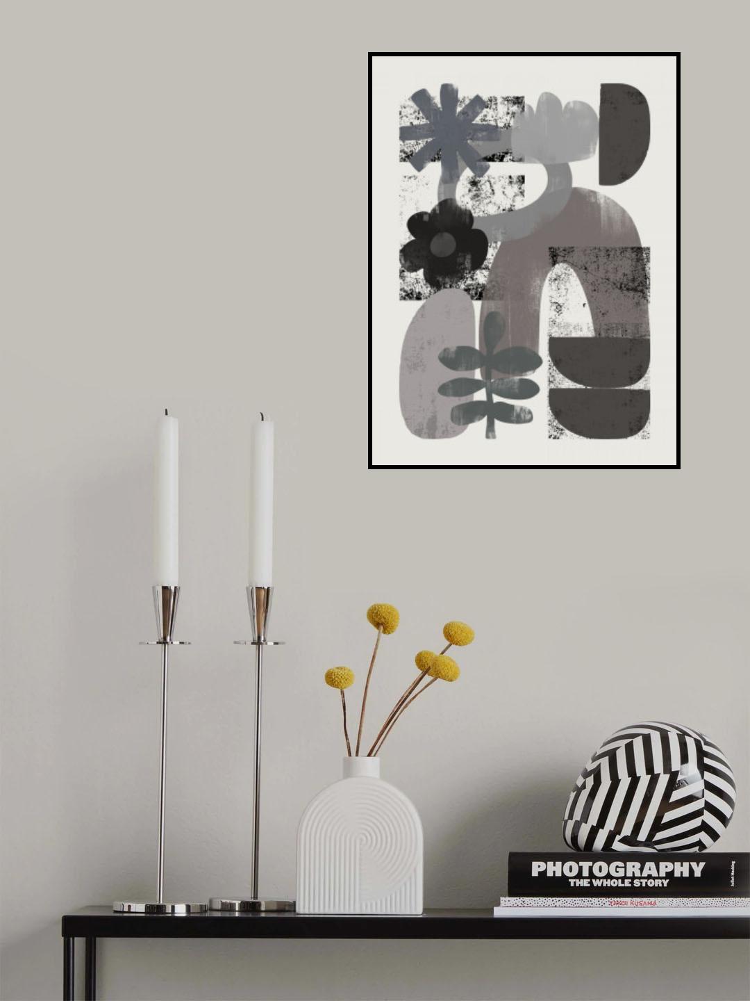 Nature Abstract Cut Out In Black and White Poster och Canvastavla