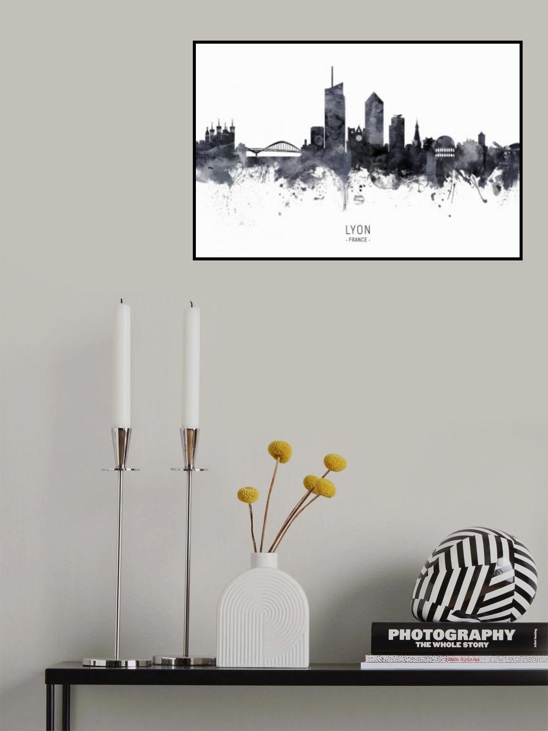 Lyon France Skyline Poster och Canvastavla