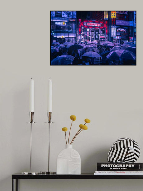 Tokyo Blue Rain Poster och Canvastavla