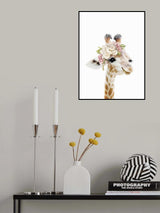 Floral Baby Giraffe Poster och Canvastavla