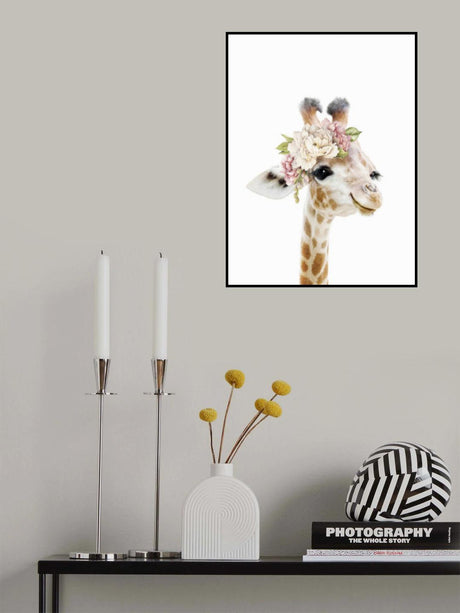 Floral Baby Giraffe Poster och Canvastavla