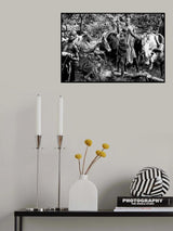 Surma tribe people taking care of the cattle. Poster och Canvastavla
