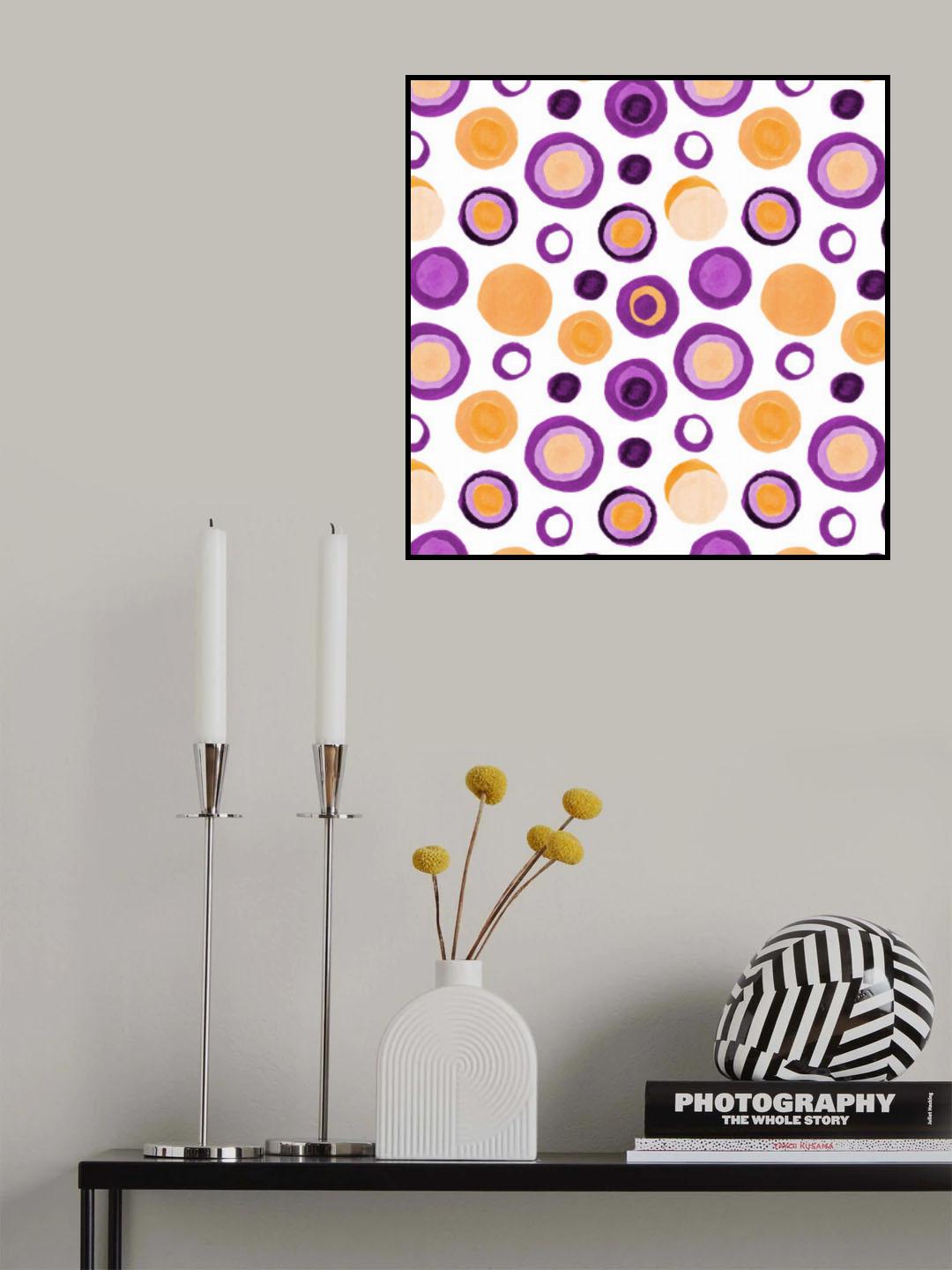 Circles Retro Tan Purple Poster och Canvastavla
