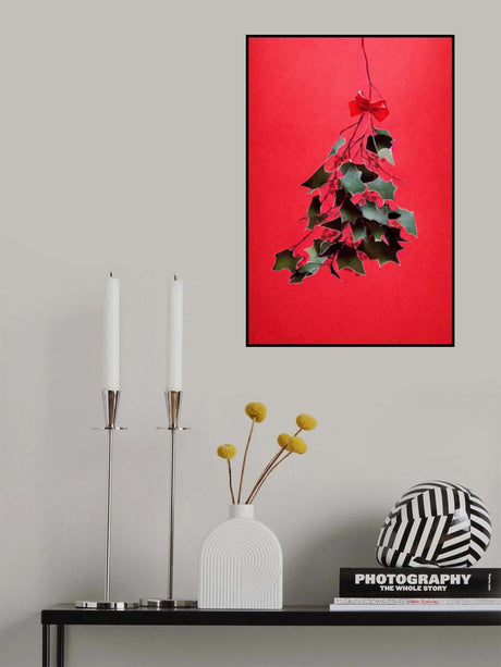 Mistletoe With Red Bow Poster och Canvastavla