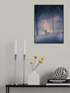A winter storm walk in the park Poster och Canvastavla