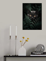 Black Cat In Ferns Poster och Canvastavla