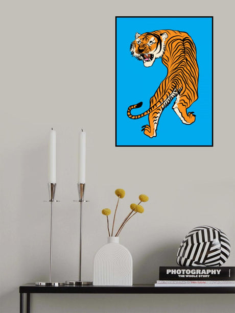 Tiger In Orange and Blue Poster och Canvastavla