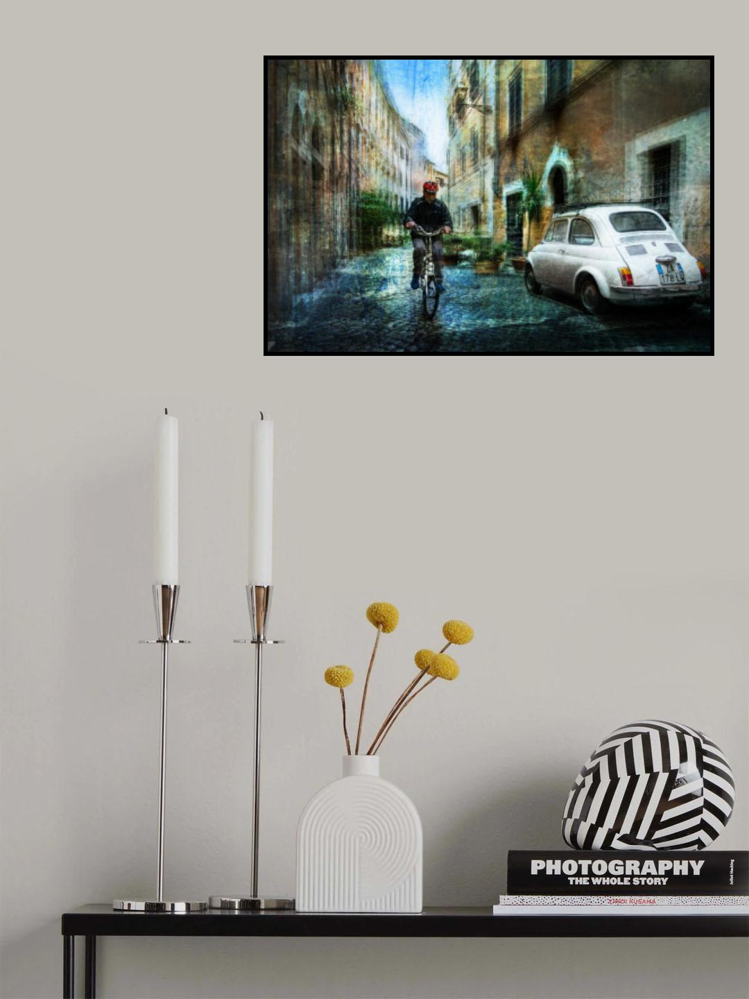 Cyclist in the alley Poster och Canvastavla