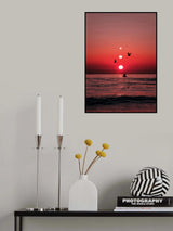 Three Sunset and Birds Poster och Canvastavla