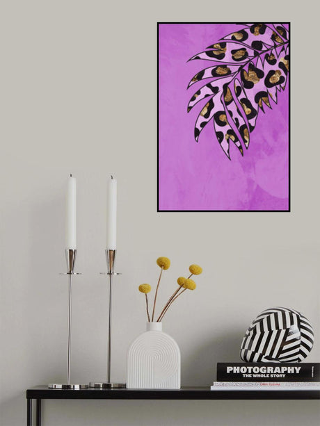 Pink leopard print palm leaf Poster och Canvastavla