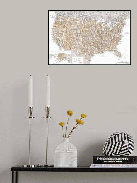 Highly detailed map of the United States Abey Poster och Canvastavla