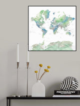 Detailed world map with cities, Declan Poster och Canvastavla