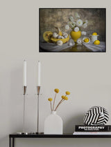 White Dahlia Flowers Poster och Canvastavla