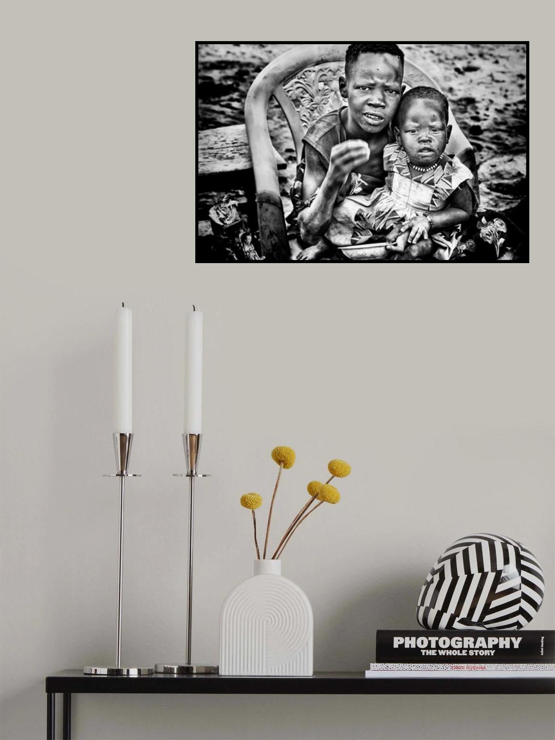 Mundari children asking for some food - South Sudan Poster och Canvastavla
