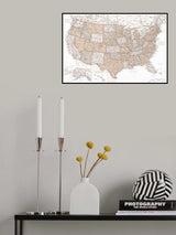 Highly detailed map of the United States, Louie Poster och Canvastavla