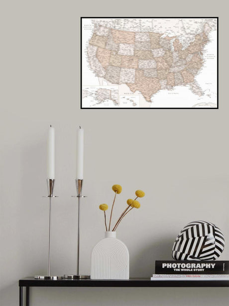 Highly detailed map of the United States, Louie Poster och Canvastavla