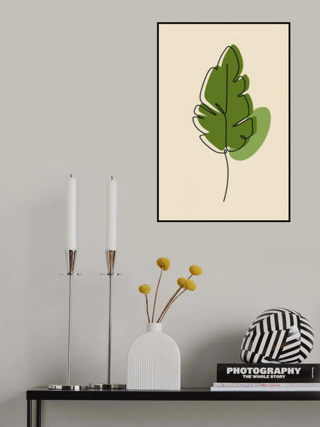 Abstract One Line Leaf Drawing Iii Poster och Canvastavla