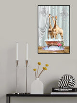 Three Giraffes &amp; Bubbles Poster och Canvastavla