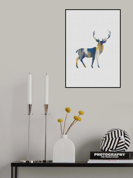 Blue & Yellow Deer Poster och Canvastavla