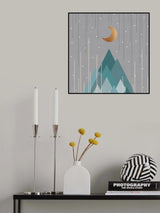 Moon & Mountains Mint Green Poster och Canvastavla