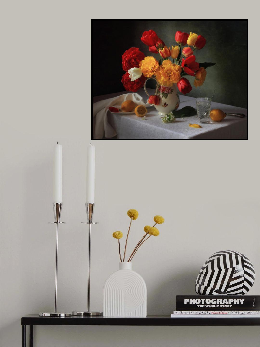 With a bouquet of tulips Poster och Canvastavla