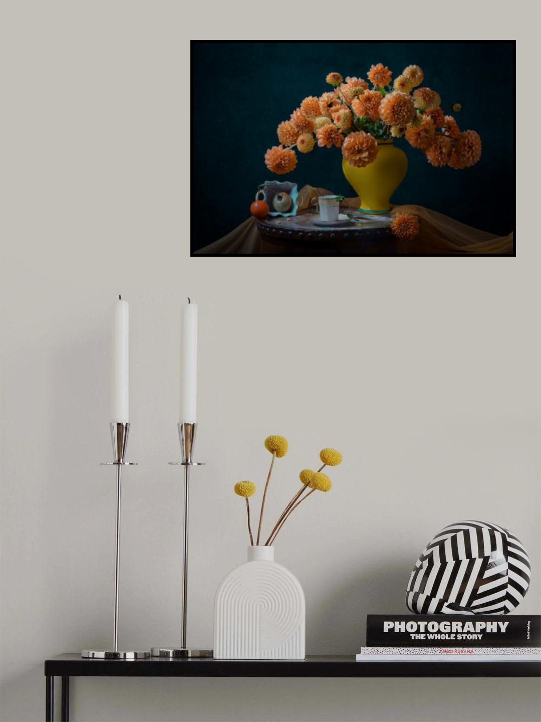 Orange Dahlia Poster och Canvastavla