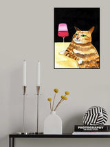 Cat Friday Night Drinks Wine Funny Cat Humour Poster och Canvastavla