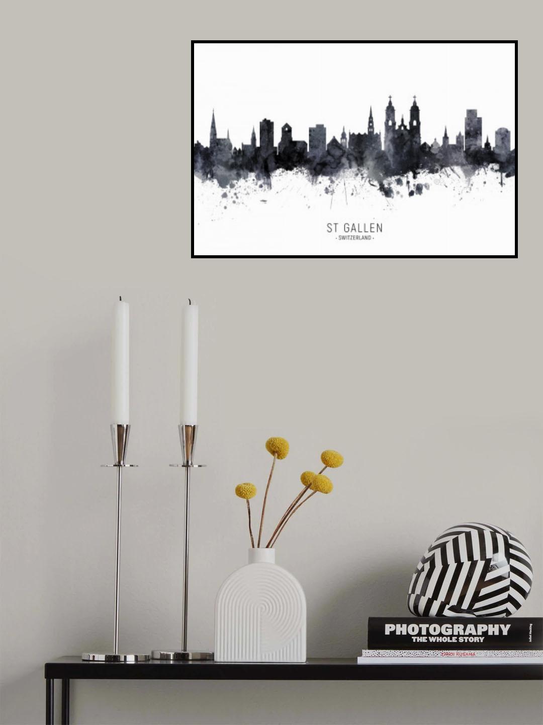 St Gallen Switzerland Skyline Poster och Canvastavla