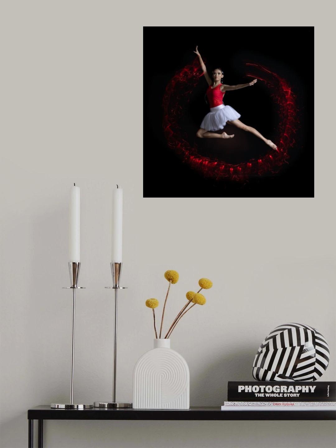Ballerina with red light lamp Poster och Canvastavla