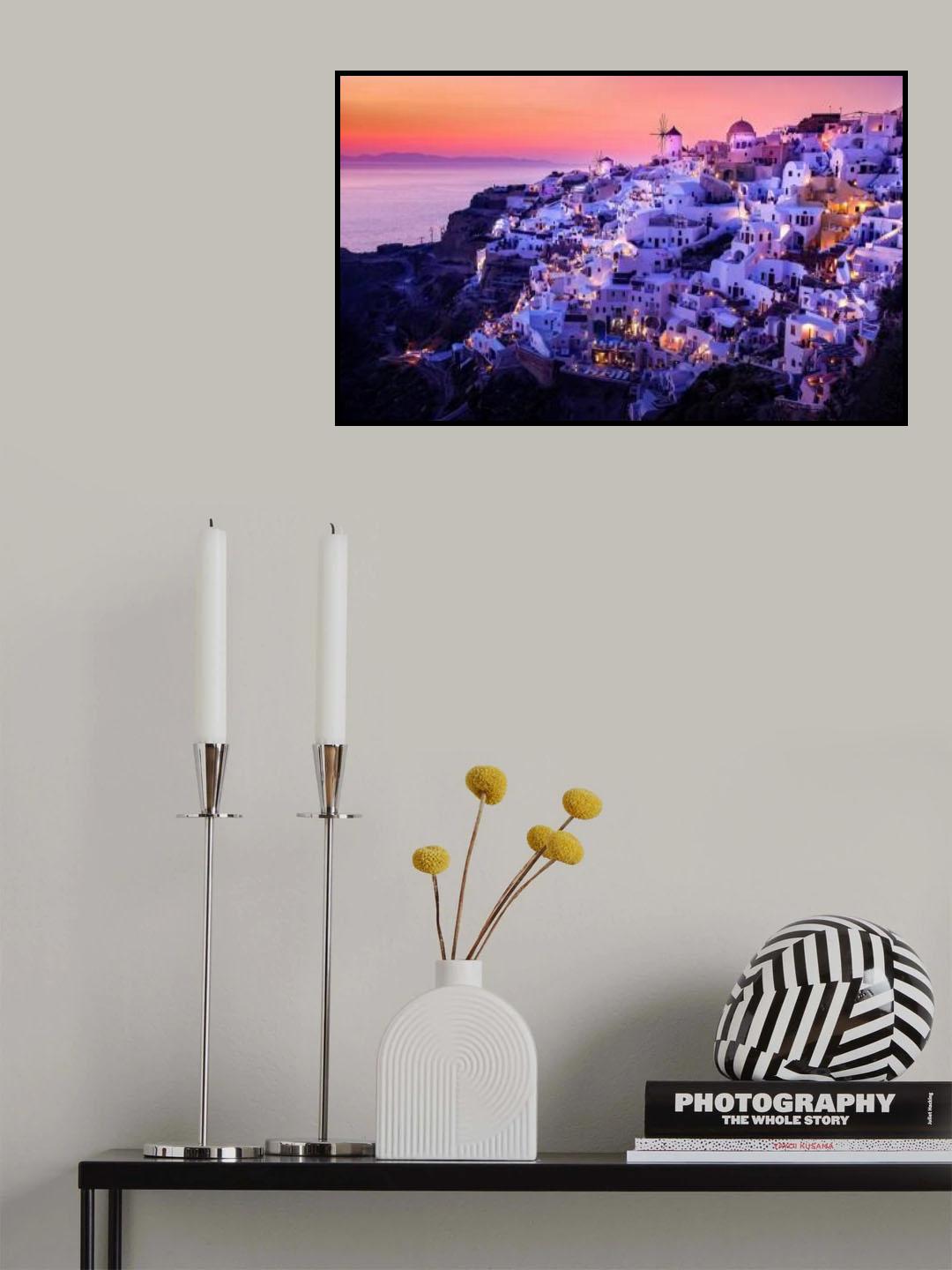 Whitewashed Villas on Cliffs Poster och Canvastavla
