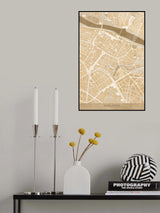 Map of Zaragoza downtown (Spain) in sepia vintage style Poster och Canvastavla