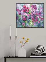 Pink Flowerbed Poster och Canvastavla