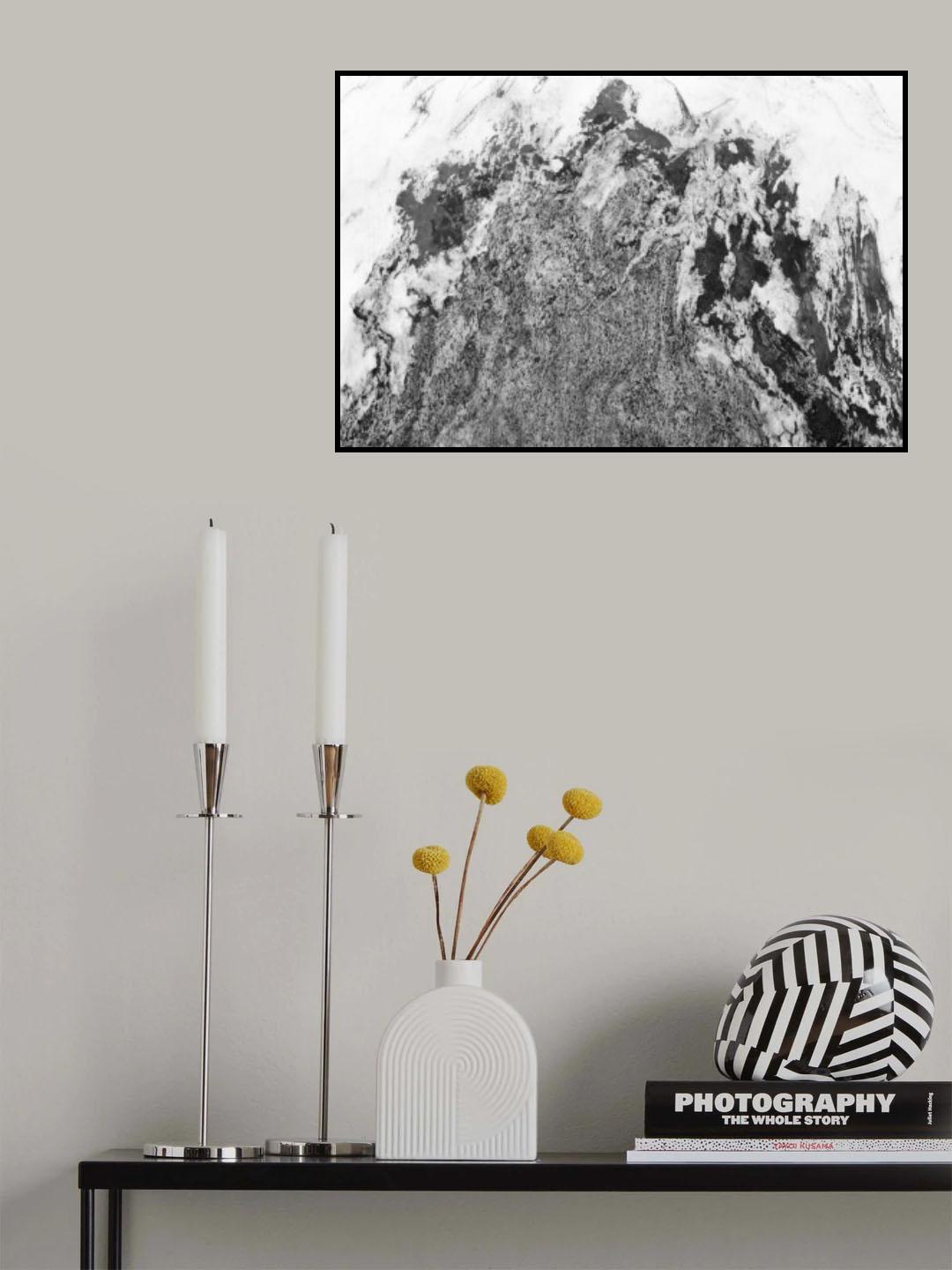 Black and White Marble Mountain 05 Poster och Canvastavla