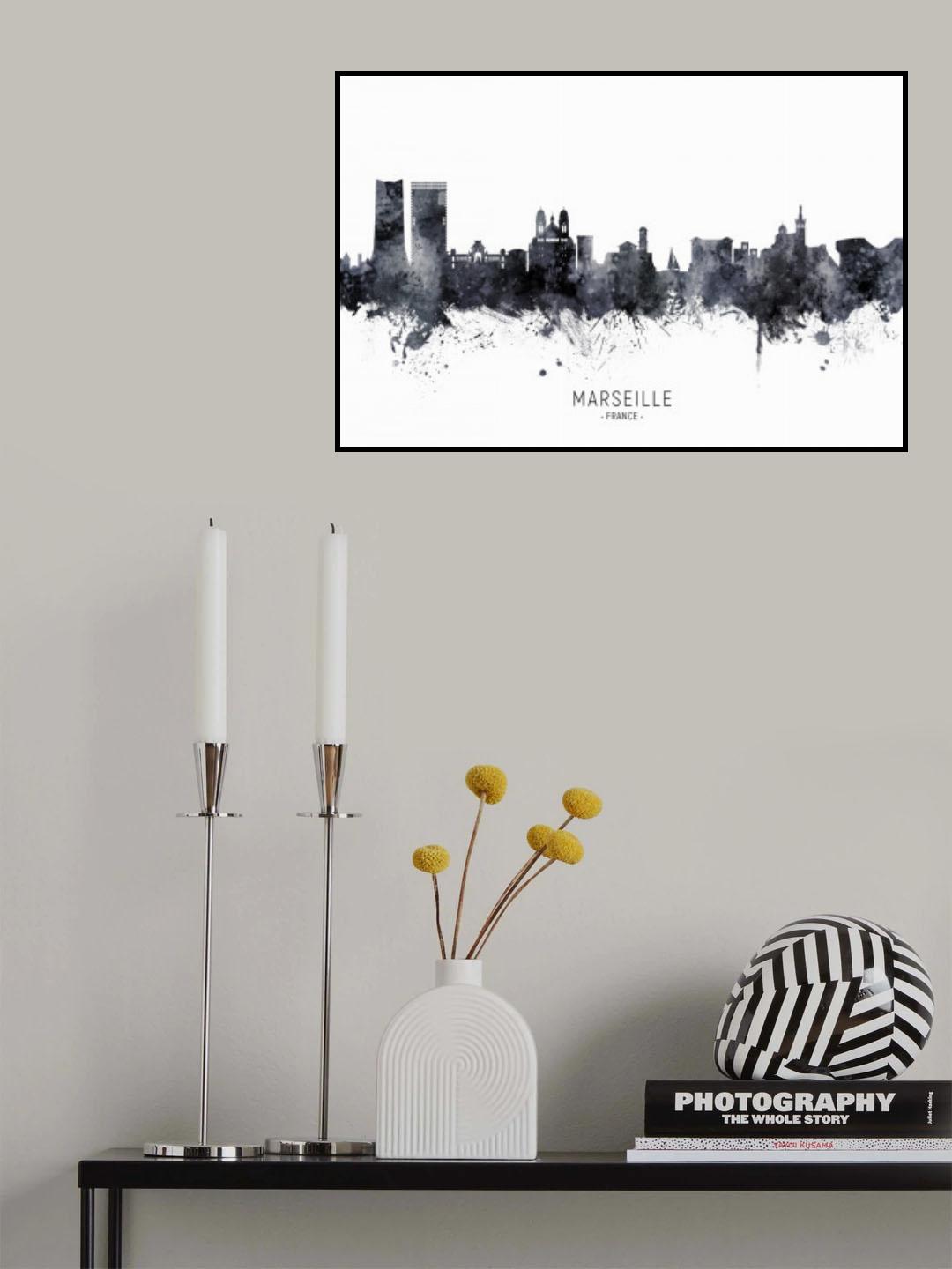 Marseille France Skyline Poster och Canvastavla