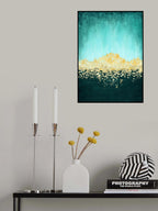Golden Dawn Teal Poster och Canvastavla