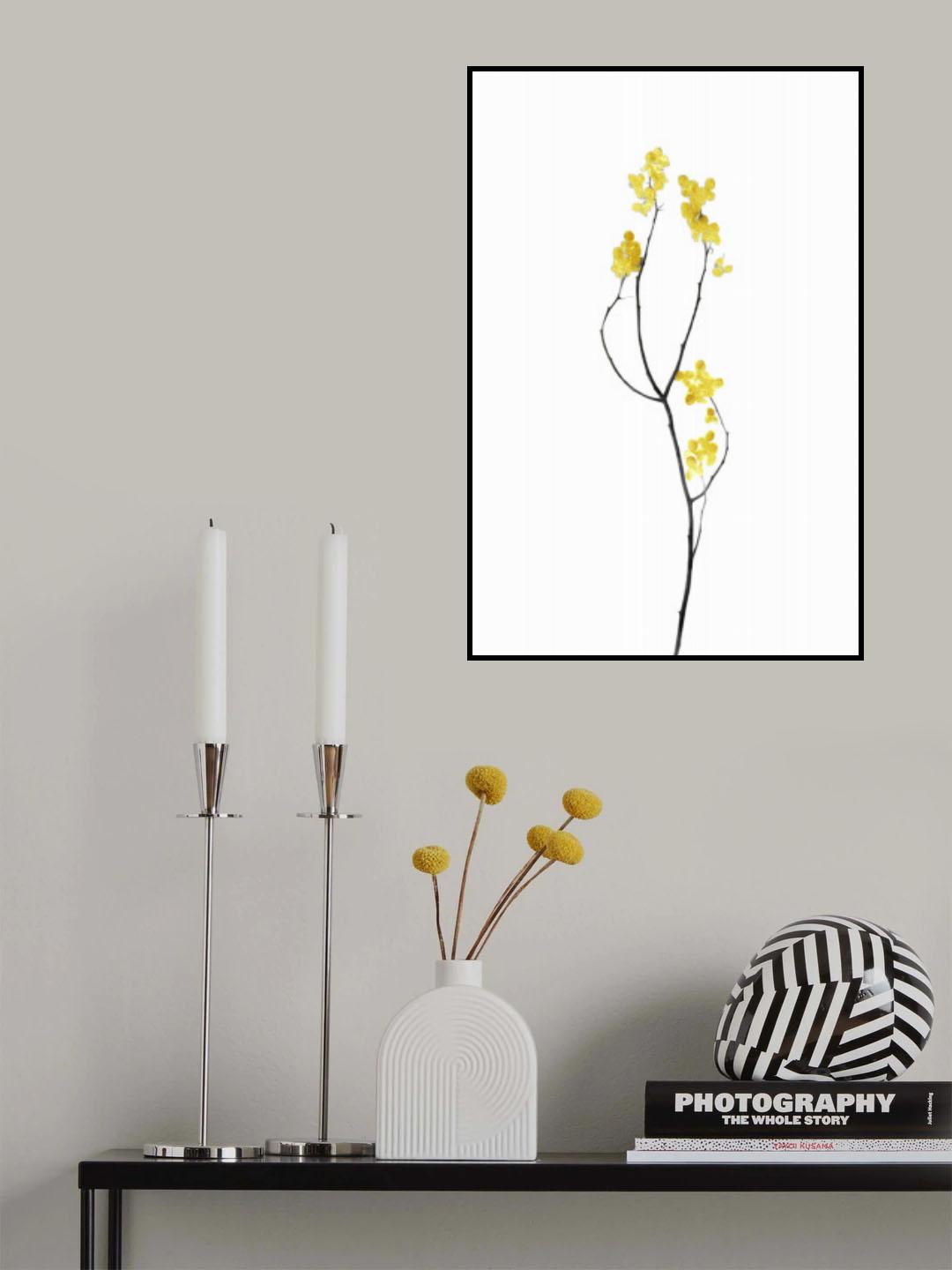 Flower Minimal Black and Gold 09 Poster och Canvastavla