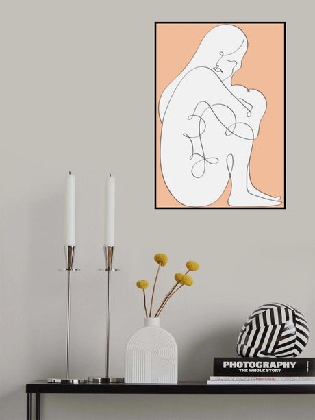 Line Girl in Peach Poster och Canvastavla