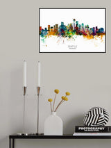 Seattle Washington Skyline Poster och Canvastavla